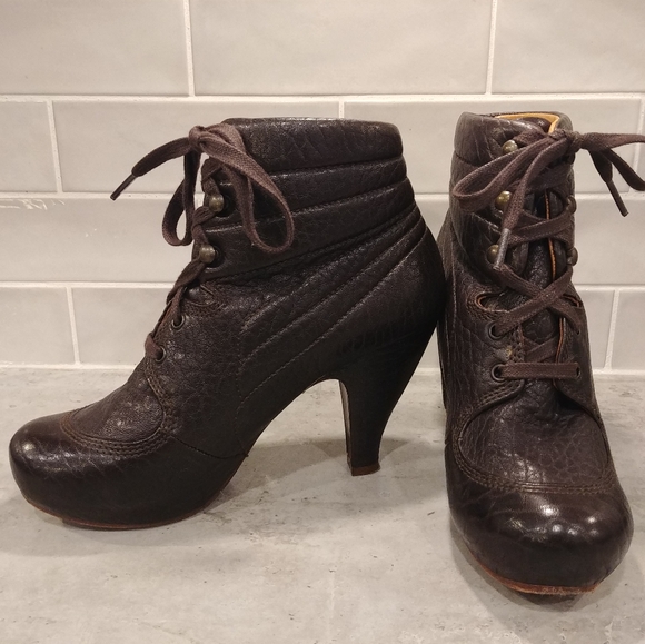 Chie Mihara Keiti Dark Brown Leather Womens 38 Lace Up Ankle Boots Made in Spain - Picture 8 of 16